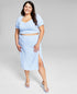 Now This Trendy Plus Size Side Slit Midi Skirt